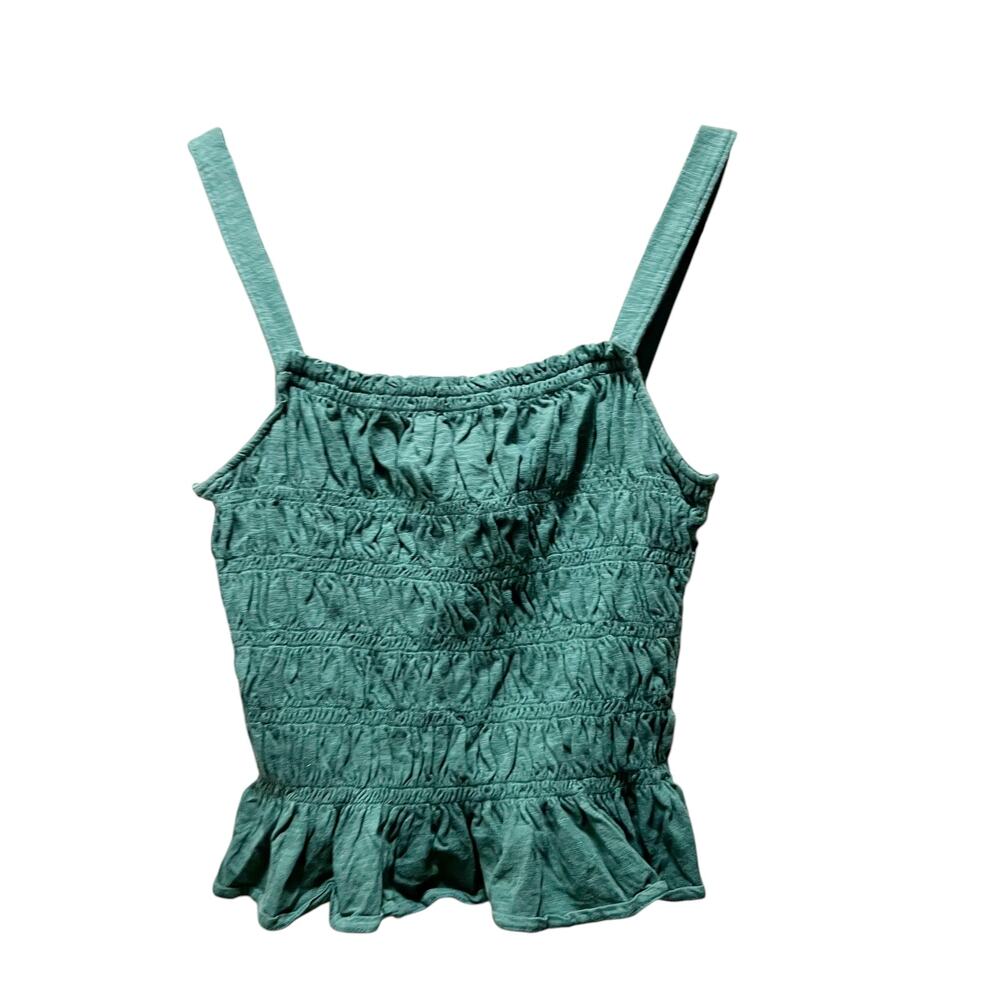Universal Thread Forest Green Seersucker Mid Cropped Tank Top Size Large